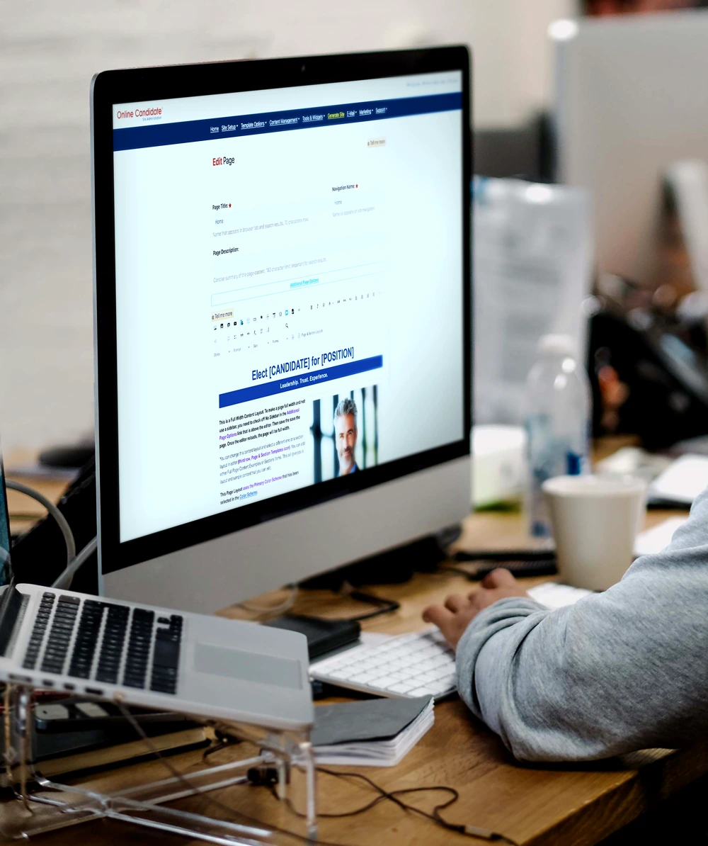 A Monitor showing the Online Candidate Admin