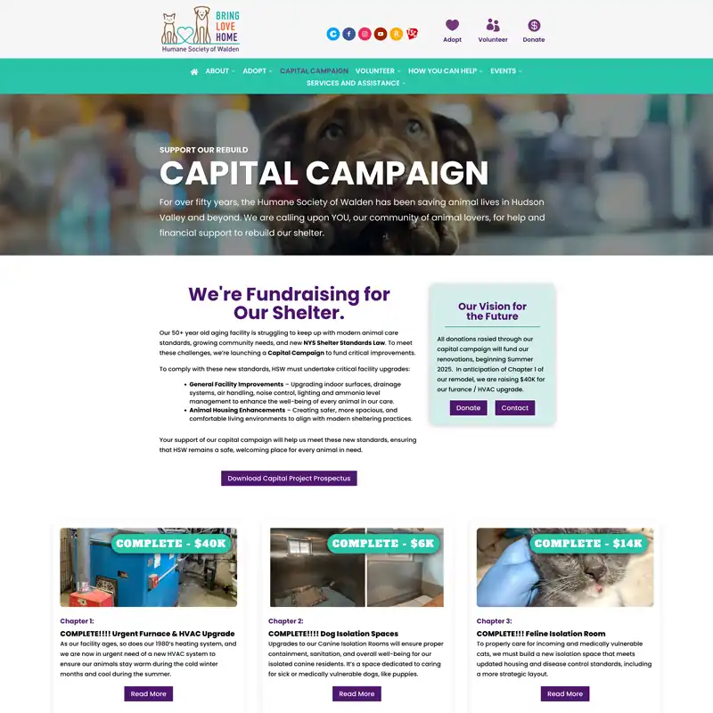 Humane Society of Walden Website Improvements