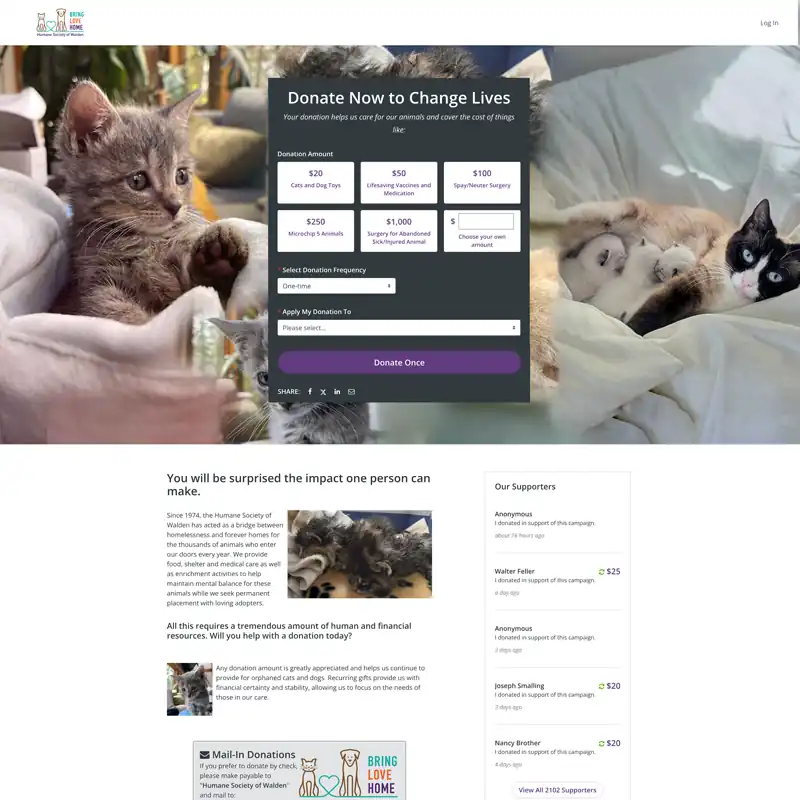 Humane Society of Walden Fundraising